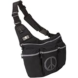 Diaper Dude Black Diaper Bag with Peace Sign