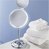 9 Pedestal Surround Light Makeup Mirror with Close Up Mirror (Chrome) (17.5H x 10.5W x 7.75D)