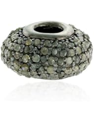 8*14*15mm Diamond Pave Spacer Bead .925 Sterling Silver Charm Jewelry