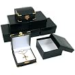 6 Black Leather Pendant Gift Boxes Jewelry Case Display