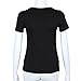 Perman Women's V-Neck Elegant Pullover Tee Short Sleeve Tops Shirt Blouse (M, Black)