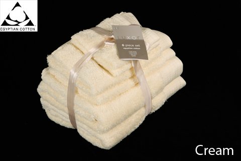Prestige Luxor Egyptian Cotton 650gsm 6pc Towel Bale Bundle Gift Set - Cream