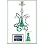 Green 25" 3 Hose Hookah Glass Base Huka + Briefcase
