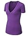 MBJ WT3 Womens Basic Fitted Soft Short Sleeve Deep V Neck T Shirt XL PURPLE