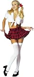 Sexy School Girl Red Plaid Skirt with Midriff Tie Top
