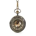 Yesurprise Vintage Handaufzugwerk Automatikuhr Skelett Mechanisch Herrenuhr Blume Taschenuhr mit Kette