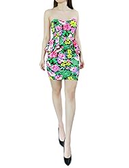 Sexy Strapless Acrylic/Cotton/Nylon/Polyester/Rayon/Spandex/Viscose/Wool Floral Print Sweetheart  Spring Summer Fall Winter  Dress With Ruffles