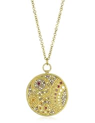 Annie Fensterstock Kaleidoscope 22k Yellow and 18k White Gold, Diamond and Sapphire Necklace