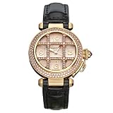 Cartier Pasha Ladies' Automatic Watch 18K Rose Gold Silver Dial Diamond Grid Diamond Bezel on Black... by Cartier