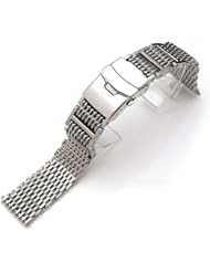 20mm Flexi Retro Ploprof "SHARK" Mesh Divers Watch Band, Brushed 316L Stainless Steel