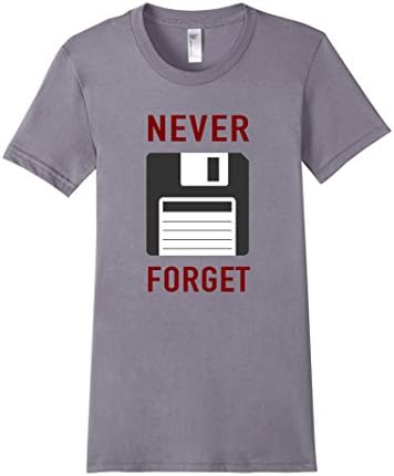 Women's Never Forget Floppy Disks T-Shirt Nerdy Funny Large Slate