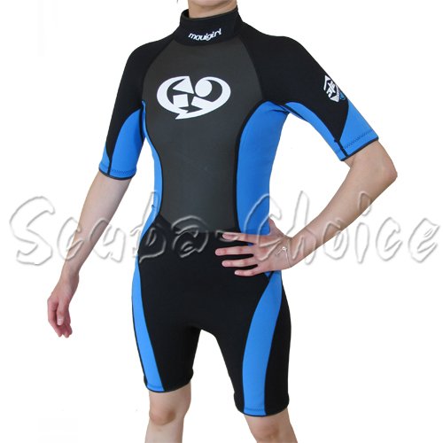 *!!Cheap Maui & Sons 3/2 mm Woman’s Neoprene Short Sleeve Surfing Suit Black/Blue (L) Windsurfing