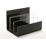 Unum Desktop Letter, Mail, File Organizer; Sorter for Makeup Palettes, Folders, Electronics Charging, Cutting Boards, Magazines; Handcrafted of Black and Clear Cast Acrylic