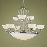 12 Light Two- tier Chandelier - Brushed Steel