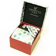 Designer Woven Round Circle pattern Neck Tie Cufflink Handkerchief Gift Set Ivory with Pink Blue Gray and Charcoal Hanky Necktie Cuff link with Gift Box.