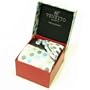 Designer Woven Round Circle pattern Neck Tie Cufflink Handkerchief Gift Set Ivory with Pink Blue Gray and Charcoal Hanky Necktie Cuff link with Gift Box.