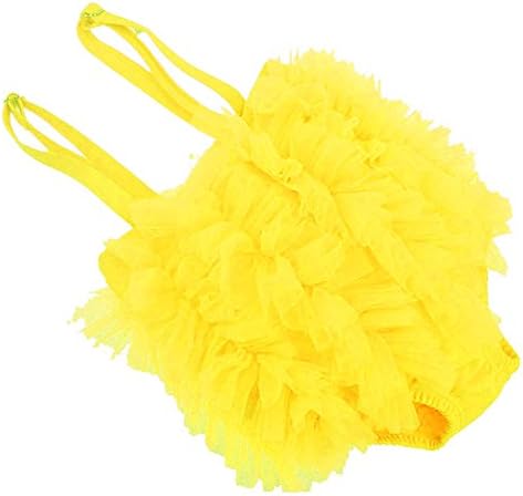 PanDaDa Kids Girls Tulle Lace Bikini One Piece Tutu Dress Swimsuit Yellow 4T