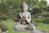 Produkt-Bild: Gro&szlig;e Buddha Figur in Elfenbein-Optik mit Dharmachakra Mudra