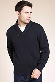Blue Harbour Pure Cotton Shawl Collar Knitted Jumper