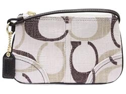 Coach Tonal Signature Wristlet Wallet Bag 41444 Brown
