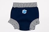 Splash About neoprene Happy Nappy (swim nappy), Navy with Navy & White stripe rib, XX Large (toddler)