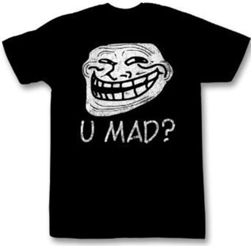 You Mad T-Shirt U Mad Funny Troll Adult Black Tee Shirt