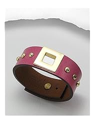 Pink Leather Bracelet In White Base