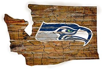 NFL Seattle Seahawks and Washington State Map with Team Logo Distressed Vintage Sign for NFL Football Sports Fan Wall Decor CHOOSE YOUR TEAM!!! (Seahawks)