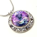 Violet Swarovski Crystal Round Pendant Necklace Fashion Jewelry