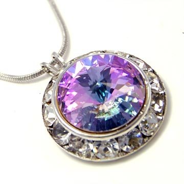 Violet Crystal Round Pendant Necklace Made With Swarovski Elements