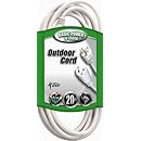 Coleman Cable 02352-01 20-Foot 16/3 Vinyl Landscape Outdoor Extension Cord, White