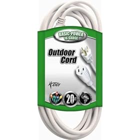 Coleman Cable 02352-01 20-Foot 16 3 Vinyl Landscape Outdoor Extension Cord, White by Coleman Cable