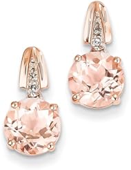 14k Rose Gold Diamond And Morganite Round Post Dangle Earrings