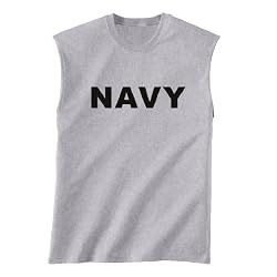 NAVY Sleeveless T-Shirt - Military Style Physical Training T-Shirt in gray