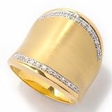 Sterling Silver / Platinum or 18K Vermeil Diamond Edge Brushed Wide Ring