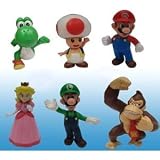 Popco Super Mario Set of 6 Mini Figure Mario, Peach, Toad, Luigi, Yoshi & Donkey Kong