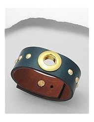 Forest Green Leather Bracelet In White Base