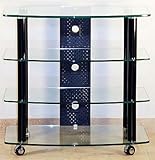 TransDeco Highboy Glass TV Audio Stand for 28-32 inch Screens (Black) TD110 ....