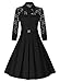 Missmay Women's Vintage 1950s Style 3/4 Sleeve Black Lace Flare A-line Dress (XXL)