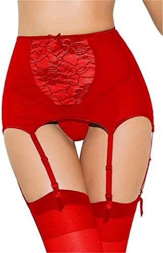 Dreamy Girl Red Plus Size Sexy Lace High-waisted Hollow-out Garter Belt Women Sleepwear Underwear