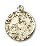 Gold Filled St. Camillus of Lellis Pendant with Stainless Gold Heavy Curb Chain 24 inch