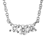 14k White Gold 3-stone Diamond Pendant , 18"