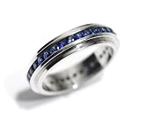 Anniversary Band or Stacking Ring, Channel Set Full Circle with Sapphires, 18k White Gold, Ring Size 5.75 (T.w 1.10)