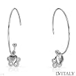 DV ITALY Wonderful Hoops Earrings With 1.30ctw Cubic zirconia in 925 Sterling silver Length 42mm