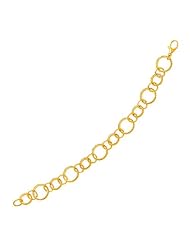 14K Yellow Gold Fashion Bracelet with Cable Motif and Polished Round Links