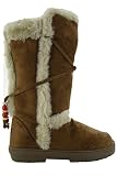 G52 New Ladies Chestnut Faux Fur Winter Snow Boots Sizes 3-8