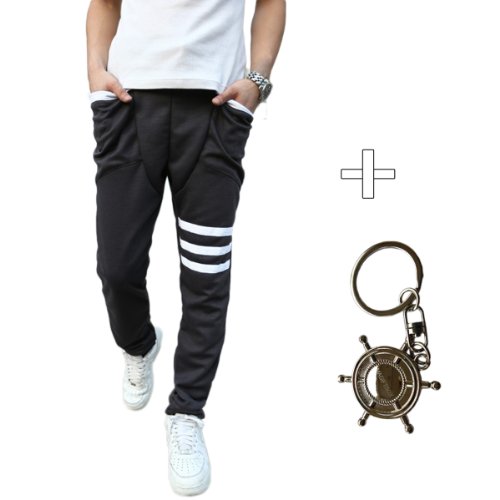 Magiftbox Men's Slim Fit Harem Jogging Sports Stripe Pants K99