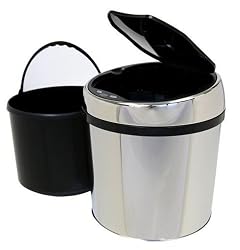 1.5 Gallon Round Stainless Steel Touchless Trashcan TX