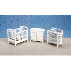 Dollhouse Miniature White Nursery Set