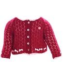 : Deux Par Deux Red and Pink Bow Cardigan